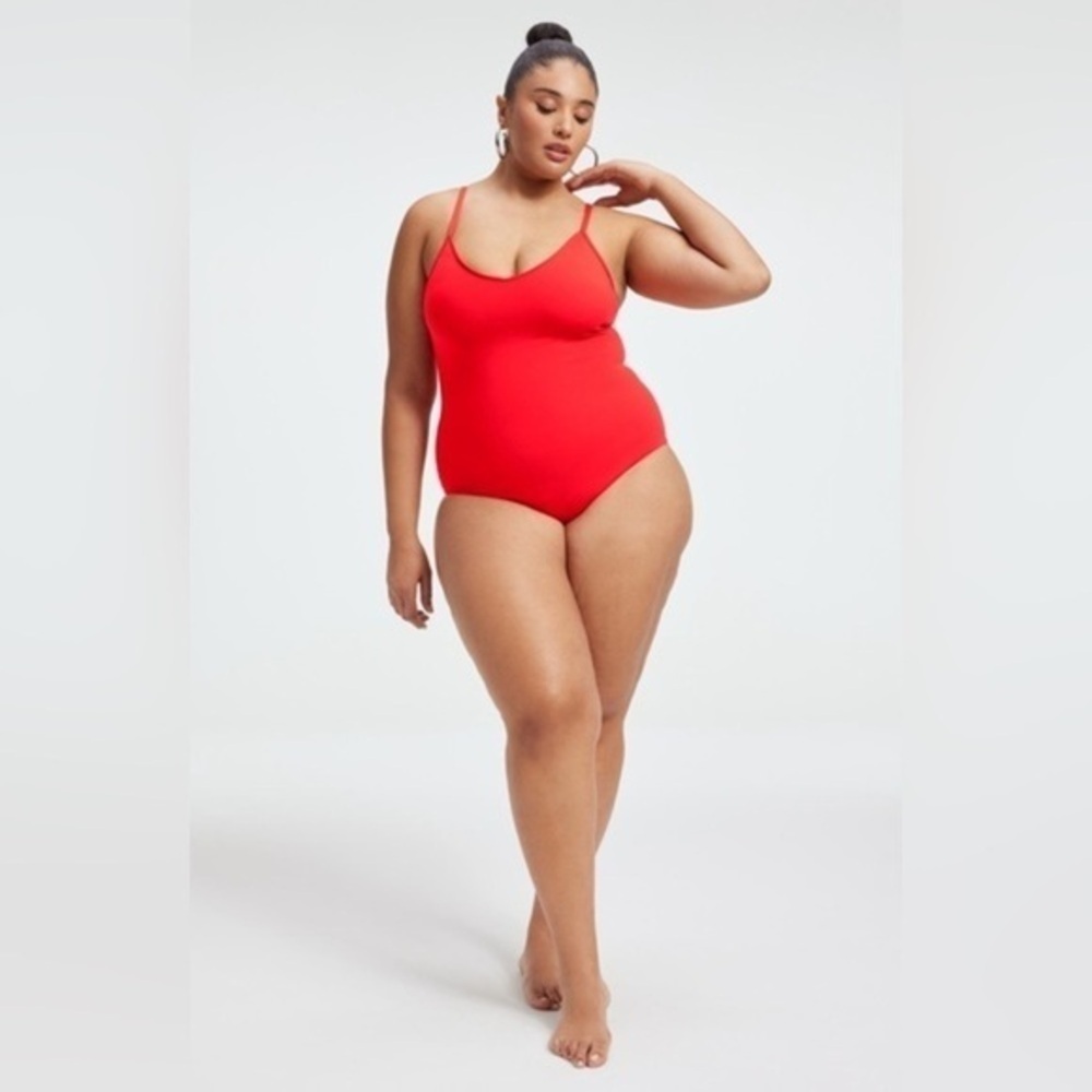 NWOT Anthro x Good American Sculpt One-Piece Swimsuit in Bright Poppy size 7 4X